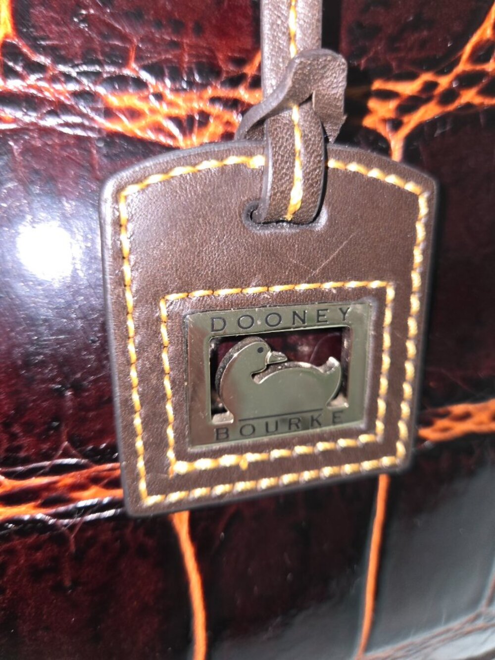 Dooney & Bourke Croco Patent Leather Tote Brown NWOT Coin Purse Large - Picture 5 of 15